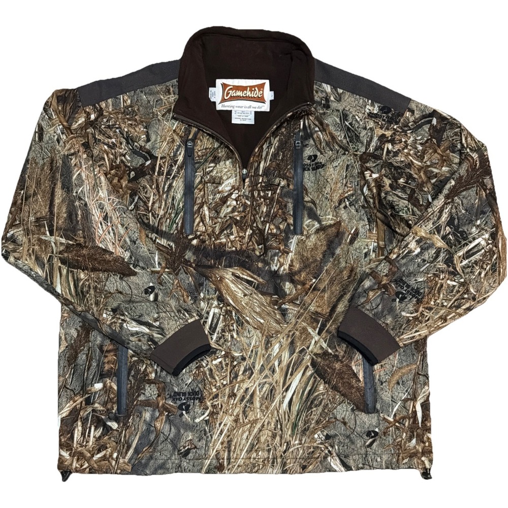 Gamehide X Mossy‎ Oak Duck Blind Men's Large Lined Camo Hunting 1/4 Zip